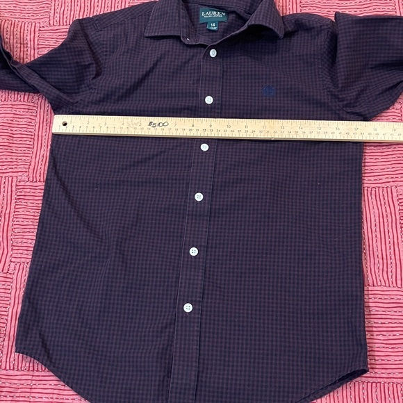 Lauren Ralph Lauren teen boys size 14  burgundy red Plaid Shirt - Picture 6 of 13